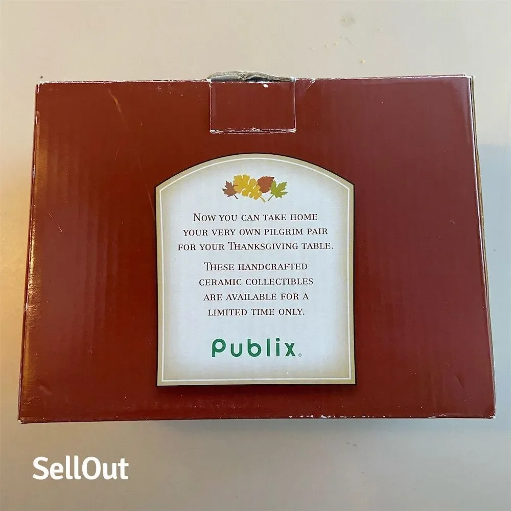 Publix Pilgrim Pair Salt & Pepper Shakers Thanksgiving Handcrafted